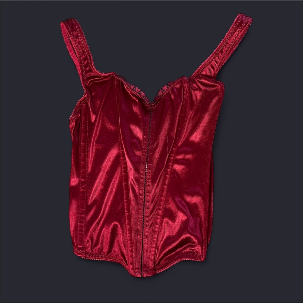 Loveable Red Satin Camisole with Red Heart Trim